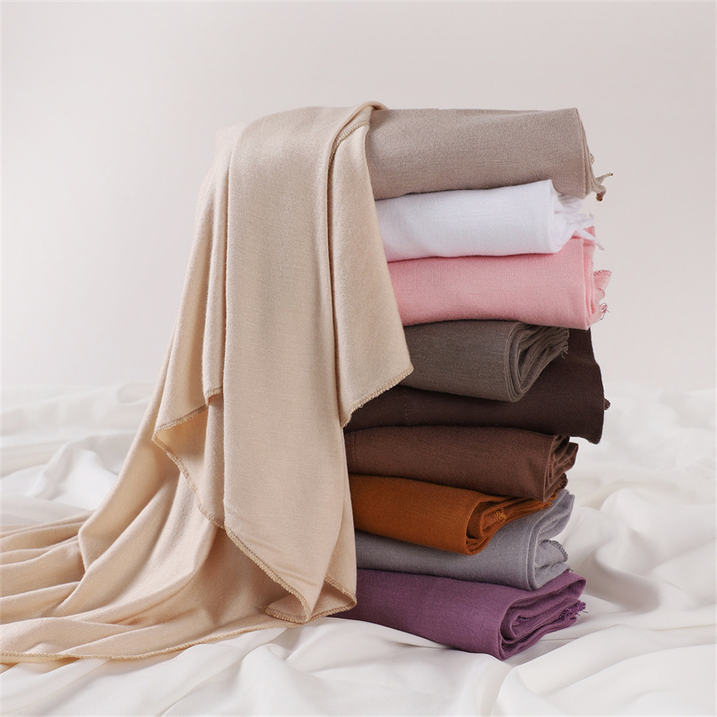 Ramadan plaine solide Triangle Modal Jersey Hijab hiver élasticité châles musulmans écharpe Maxi Wrap Snood chaud étole Foulards Sjaal