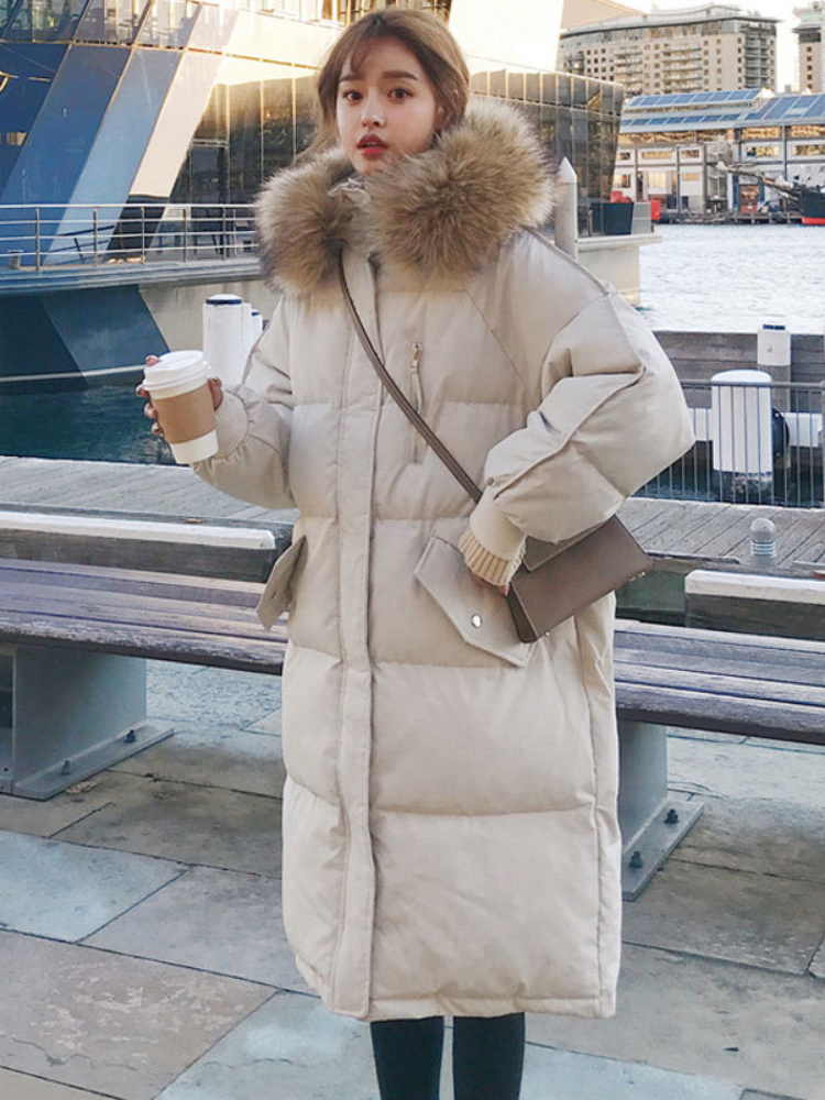 Doudoune longue en coton pour femme, vêtements vintage, manteau chaud, vêtements optiques monochromes, parkas surdimensionnées, automne et hiver