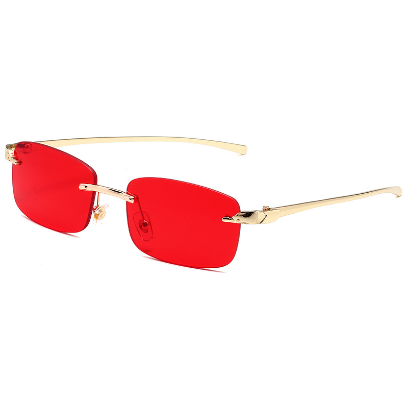 Lunettes de soleil rectangulaires sans monture pour femmes et hommes, lunettes de soleil léopard, petites nuances carrées, UV400, mode populaire, été, voyage