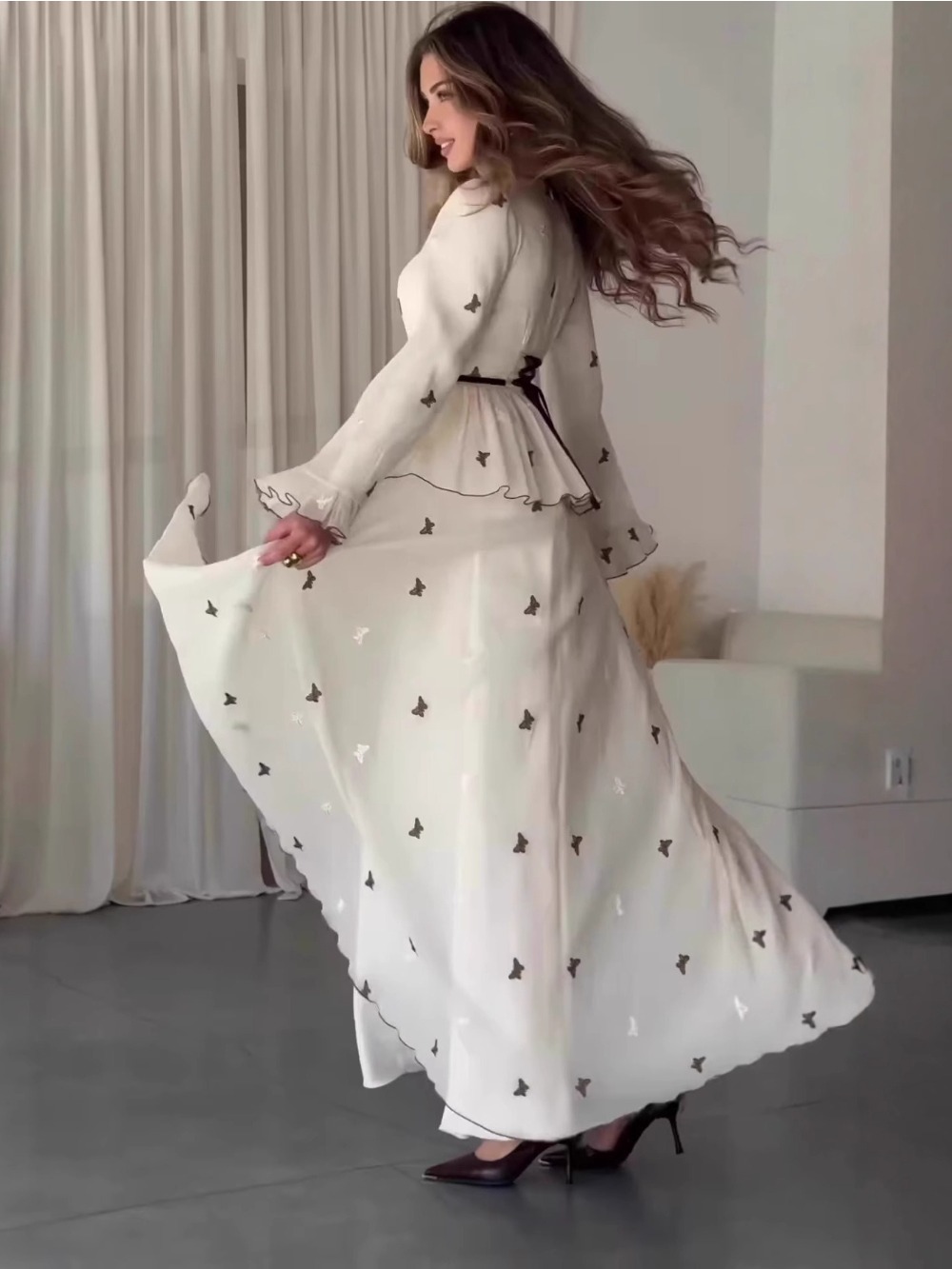 Eid femmes Robe musulmane Abaya imprimer à lacets pansement dubaï robes Largos robes longues Robe arabe fête Caftan Jalabiya Ramadan