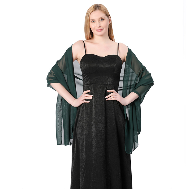 Châle de mariage élégant en mousseline de soie, couleur unie, pour mariée, demoiselles d'honneur, robe de soirée, écharpe Cheongsam, accessoire deux en un pour femmes