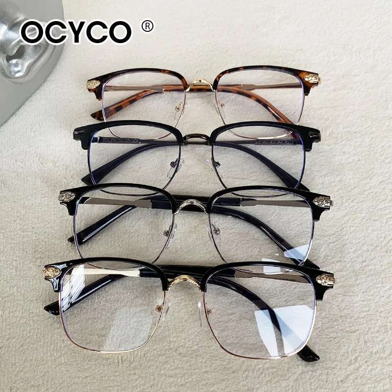 Lunettes de lecture unisexes élégantes à demi-monture en métal pour hommes et femmes, Protection des yeux, Anti-lumière bleue, lunettes d'affaires de haute qualité