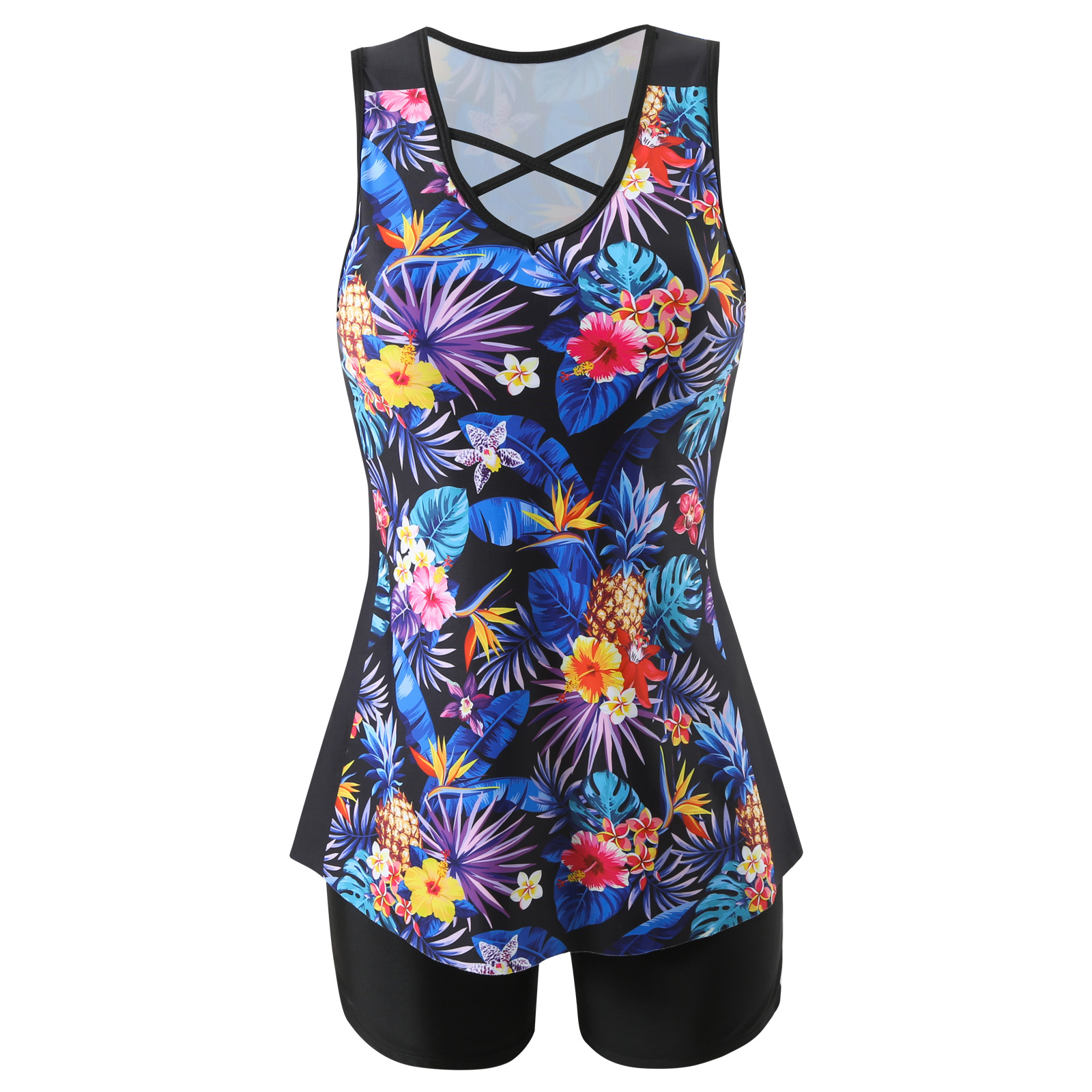 Nouveau Tankini de plage à séchage rapide pour femme 2026 – Gilet décontracté cache-maillot en polyester à motif floral – Maillot de bain
