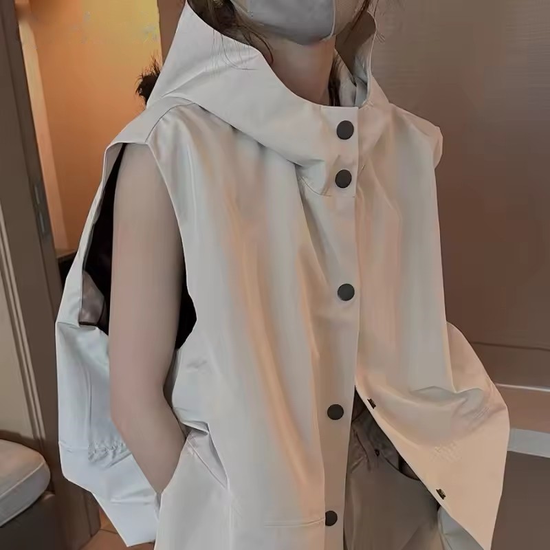Gilets à capuche pour femmes, manteaux à simple boutonnage, hauts amples et décontractés, coréen, Simple, assorti avec tout, respirant, printemps automne