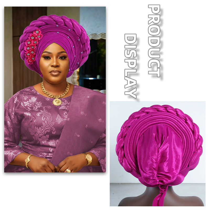 Turban africain élastique à volants pour femme, foulard nigérian, coiffe de mariage, auto-gele, couvre-chef de fête, chapeau
