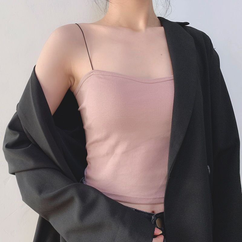 Bustier d'été en fibre de coton émaillée avec coussinets pour femme, haut court en glaçure douce et élastique, bralette fine sans couture, nouveau