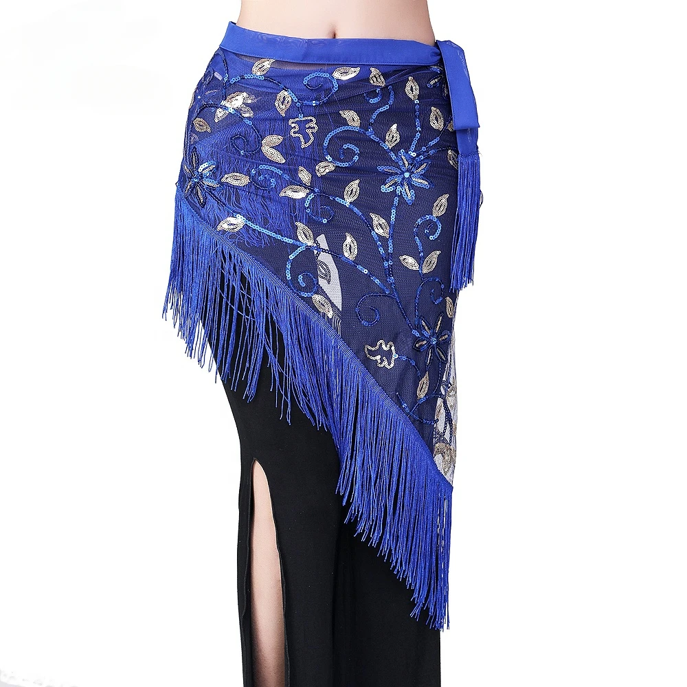 Nouvelle chaîne de taille de danse du ventre danse latine gland Triangle écharpe paillettes hanche écharpe Performance paillettes taille écharpe