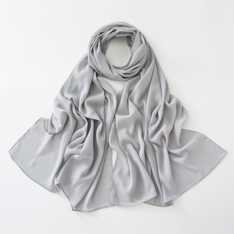 Petit froissé en mousseline de soie Hijab bonne couture solide plaine écharpe de haute qualité Premium malaisien femmes foulards Hijabs Long châle