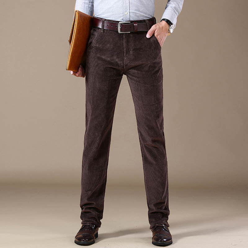 Pantalon d'affaires en velours côtelé pour hommes, kaki, mode, doux, confortable, élastique, Slim, droit, vêtements de printemps et d'automne