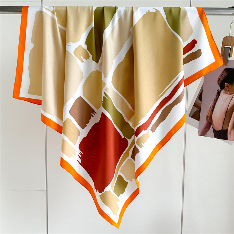 Foulard carré en sergé pour femme, grand châle, bandana, hijab, violet, 90cm