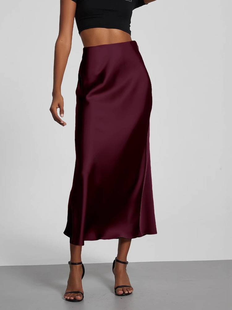 21 couleurs nouveau 2026 femmes élégantes taille haute Satin jupes longues femme été couleur unie Faldas