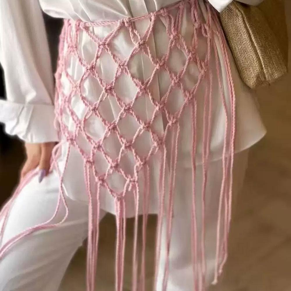 Ceinture tressée à pompons, décoration de taille unique, robe de plage cache-maillot, ceinture sexy tendance, accessoire de plage bohème