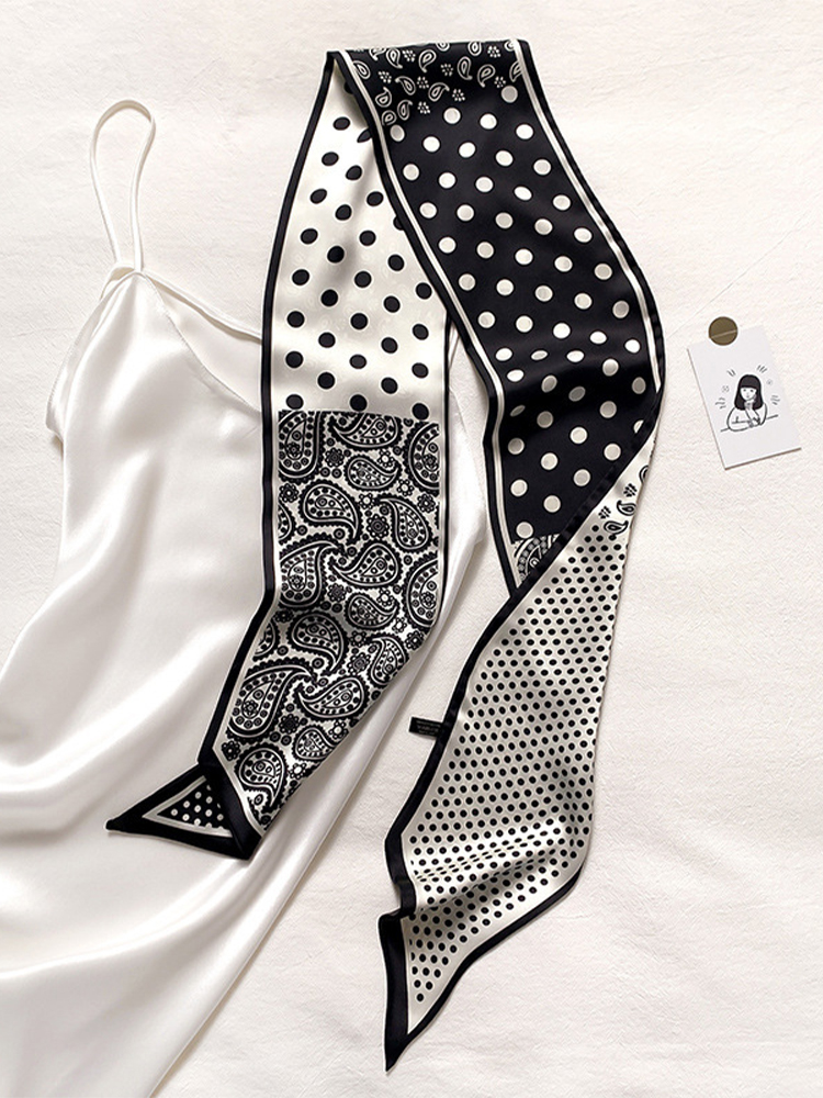 2025 foulard imprimé noix de cajou foulard en soie ruban mince foulard en soie femme étroit Long multi-fonctionnel ruban décoratif écharpe