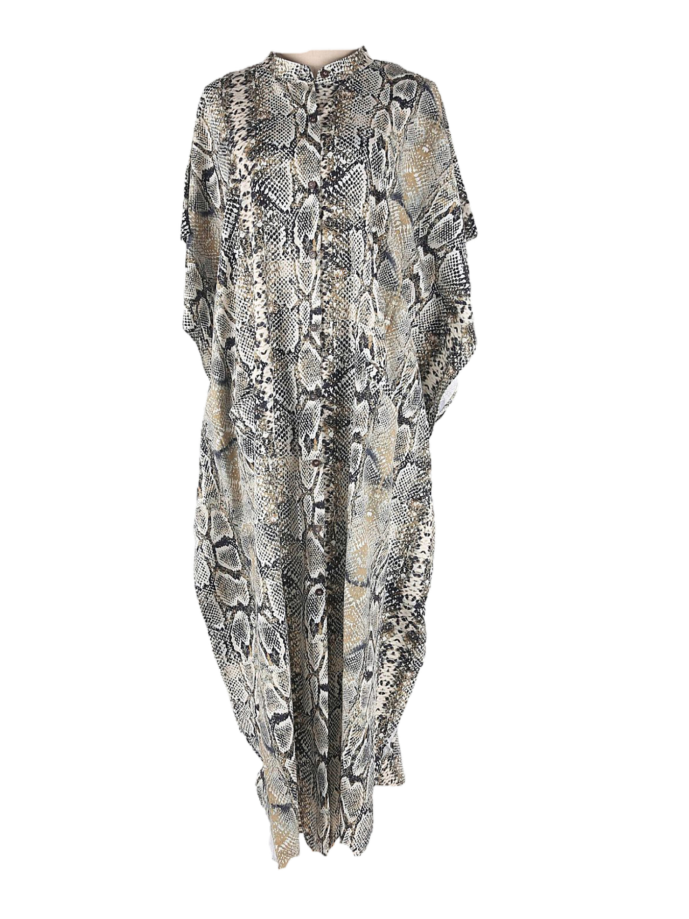 Paréo de plage à imprimé bohème |   Robe caftan de style chemise à boutons – Parfaite pour les vacances à la plage ou au bord de la piscine