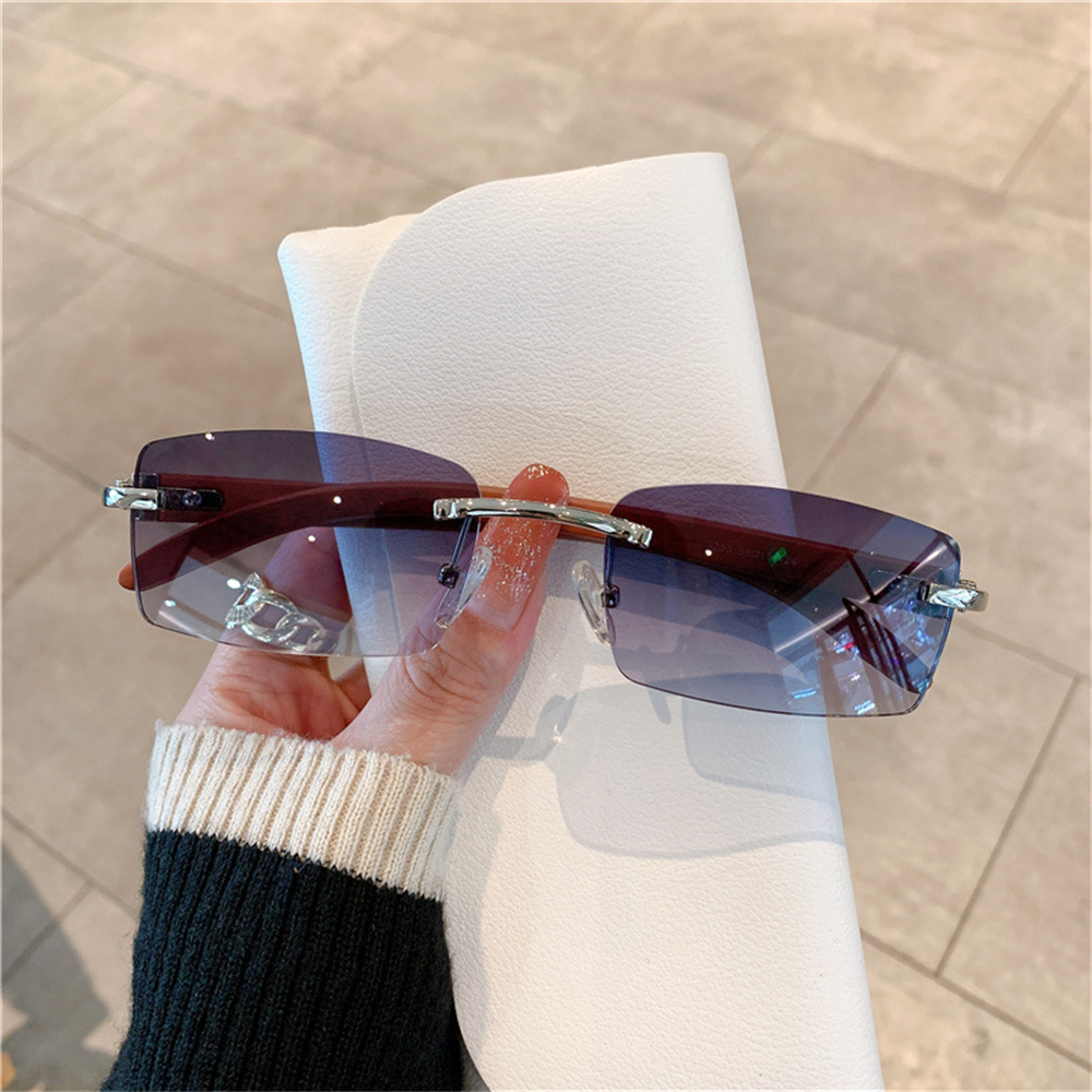 Lunettes de soleil rectangulaires sans bords, à la mode, populaires pour femmes et hommes, carrées, nuances d'été, lunettes de voyage UV400