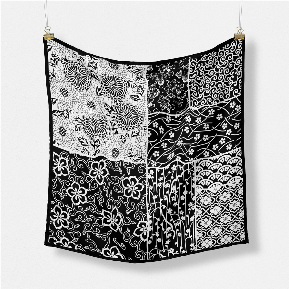 Foulard en soie sergé pour femme, écharpe carrée enveloppante, Bandana, petit Hijab, cravate, bandeau, 53CM