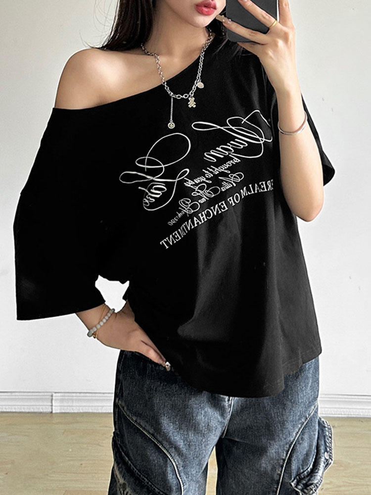 Décontracté Relax femme T-shirt lettre 2025 femmes chaud nouveau polyvalent rue atmosphère Style à la mode poussin été hauts