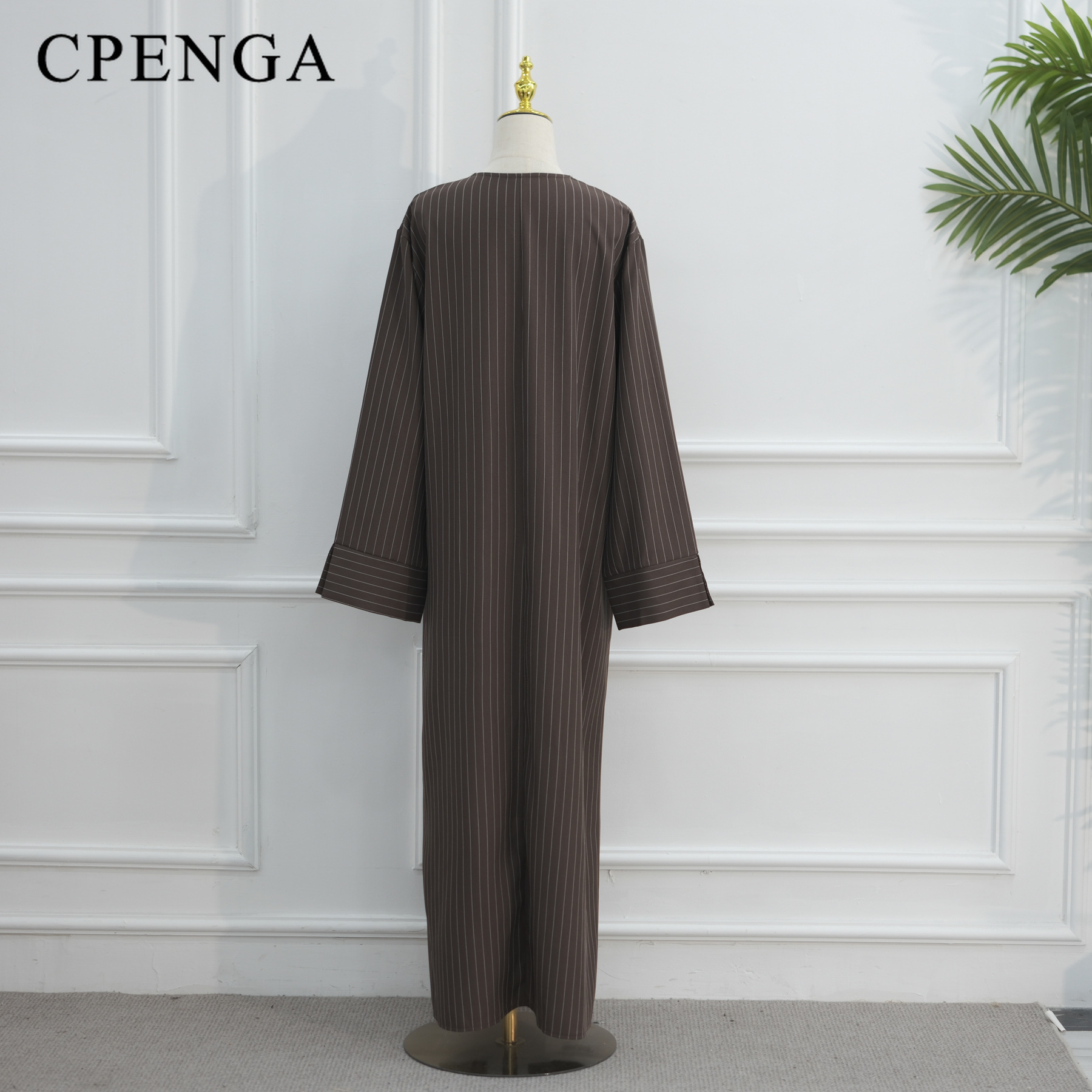 Robe Abaya rayée à col en V pour femmes, robe musulmane élégante et modeste, Kaftan Dubaï, robe longue arabe, tenue de fête Ramadan Eid Mubarak