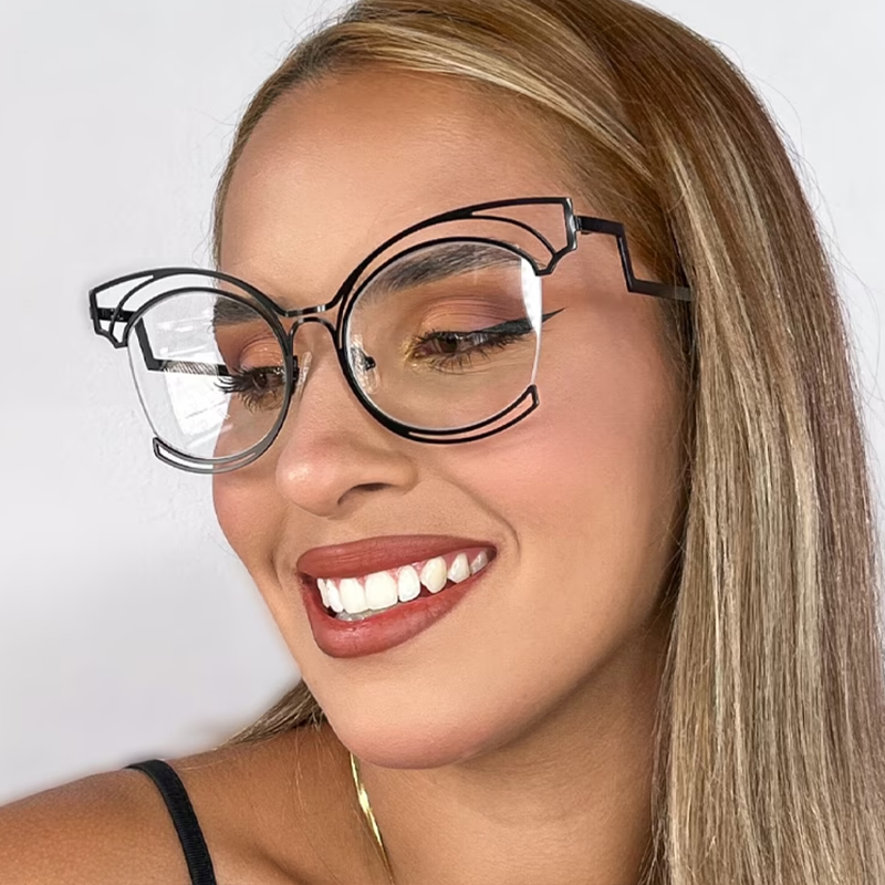 Lunettes Cateye incurvées pliantes pour femmes, monture irrégulière de luxe pour femmes, lentille de lecture Anti bleue, optique ordinaire