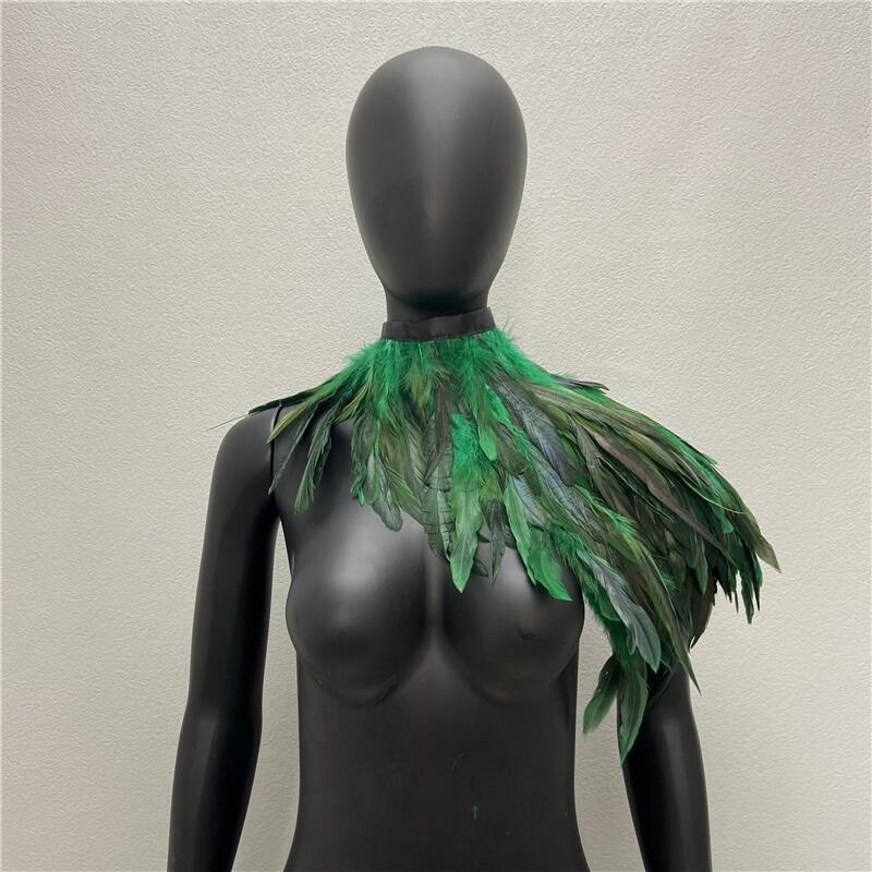 Une épaule plume luxe écharpe femmes Snood Style gothique écharpe femme châles Punk fête Halloween Performance spectacle décoration