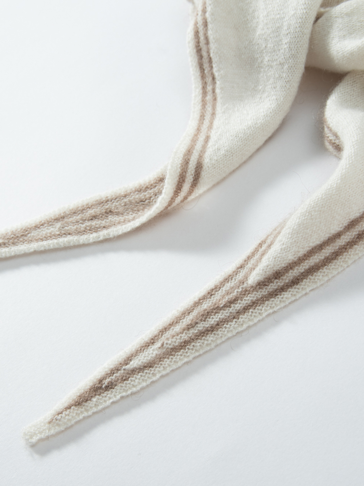 Écharpe triangulaire en cachemire pour femmes, petit châle, chauffe-cou, rayures appliquées, capot polyvalent, Pashmina, accessoires en tricot doux, printemps