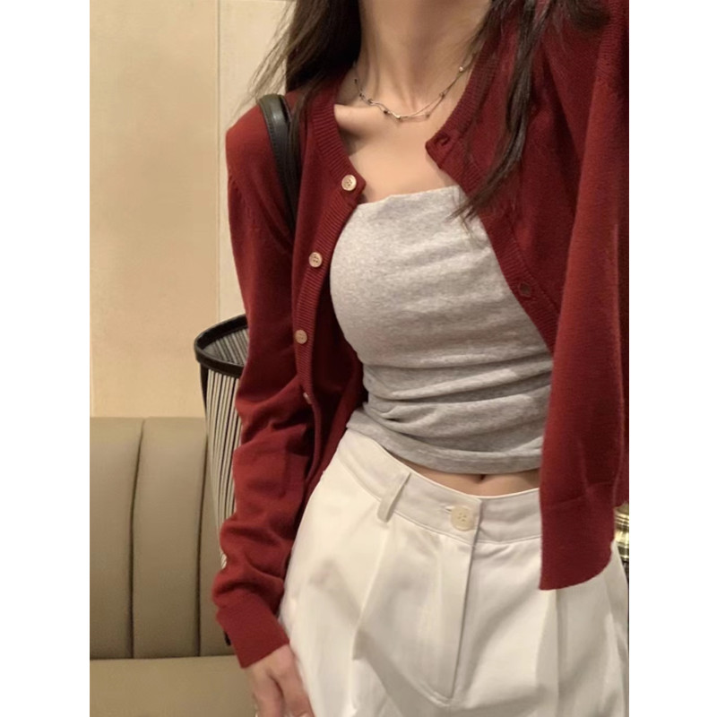 Veste tricotée à manches longues pour femme, pull basique à col rond, couleur unie, Chic, coréen, décontracté, nouvelle collection automne