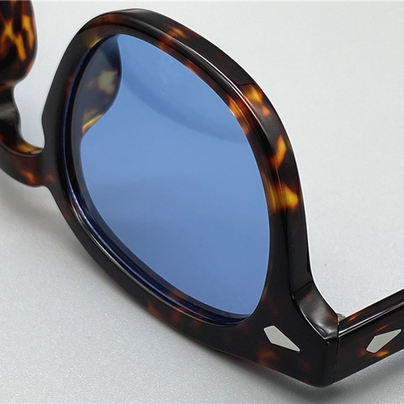 Lunettes de Soleil Bleues Polarisées pour Homme et Femme, Style Johnny Depp LemRish, Marque de Luxe, Vintage, Monture en Acétate, Vision Nocturne