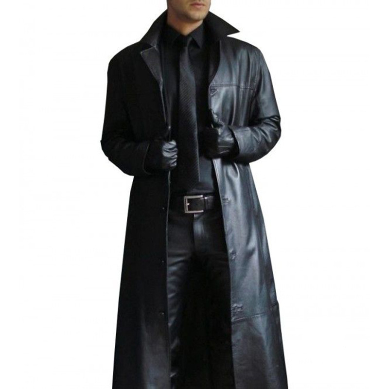 Veste d'automne en Faux cuir pour homme, col rabattu, lisse, coupe-vent, Streetwear, coupe cintrée, manches longues, Trench-Coat