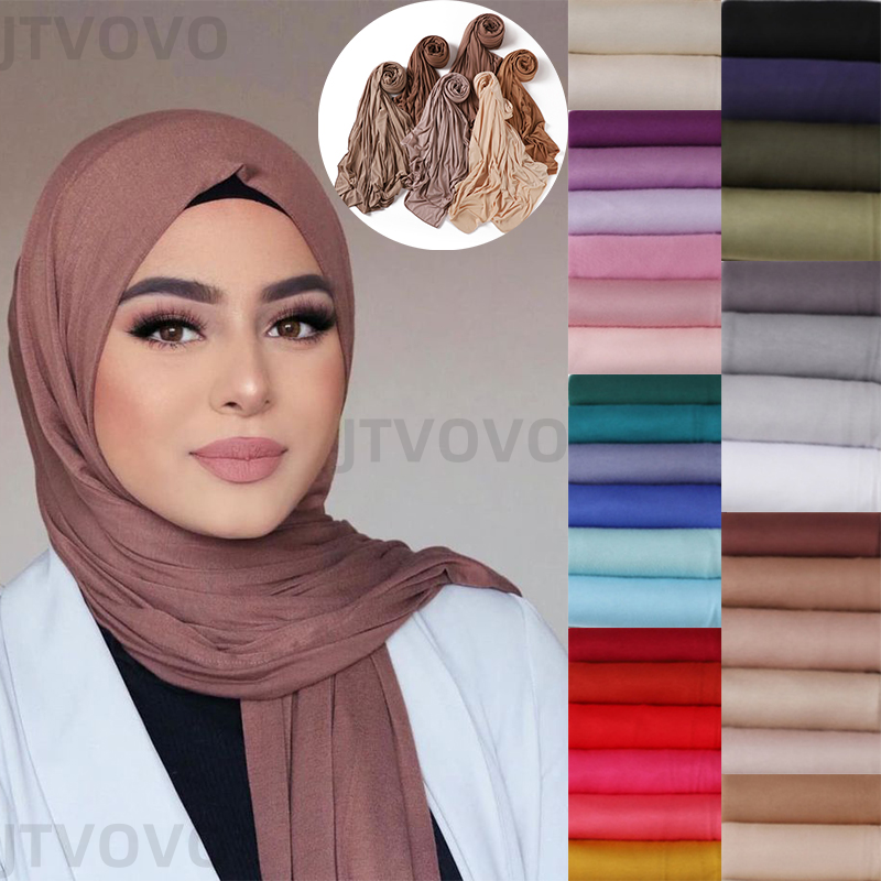 80*180 cm Modal rayonne coton musulman Jersey Hijab femmes couleur unie écharpe Ramadan Long châle plaine doux Turban enveloppes bandeau