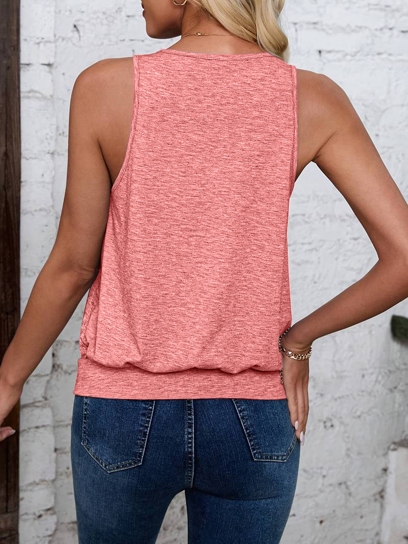Gilet élégant et tendance pour femmes, col en V, ample, sans manches, couleur unie