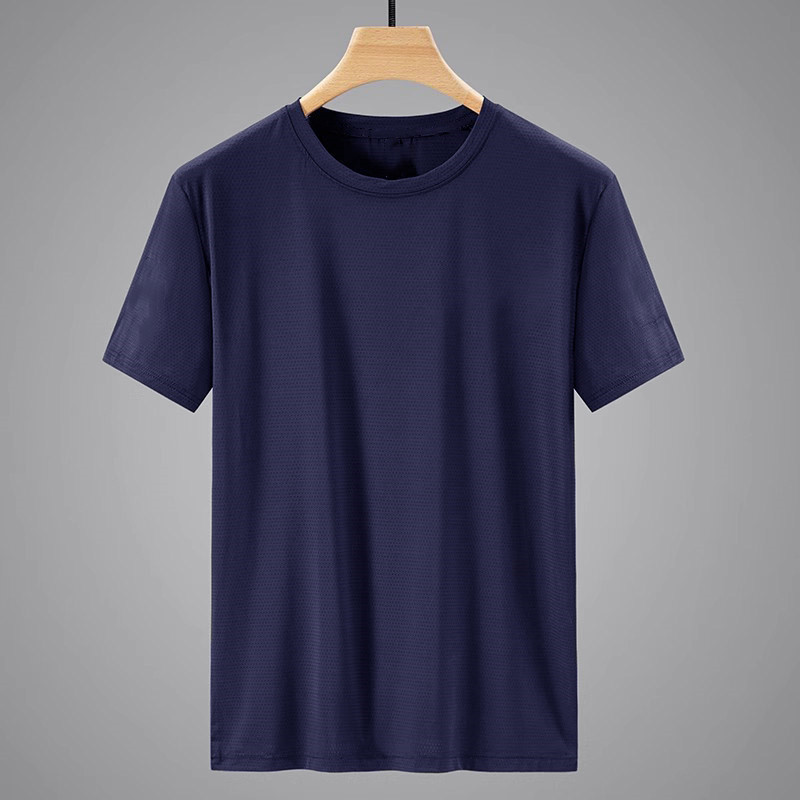 T-shirt de course à manches courtes pour hommes, haut fin en soie glacée, impression réfléchissante, séchage rapide, respirant, Fitness, sport, 5XL