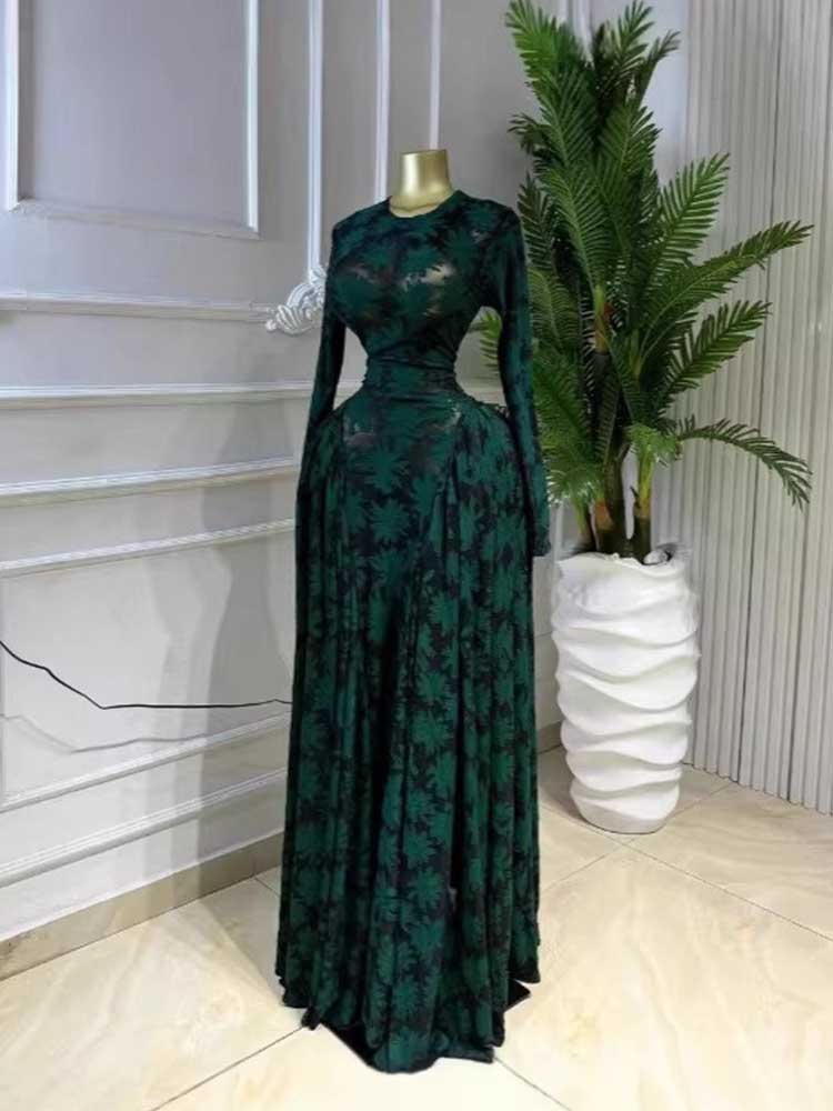 Robe longue femme à manches longues, taille haute, amincissante, avec fines bretelles style lingerie, sexy, élégante, pour soirée