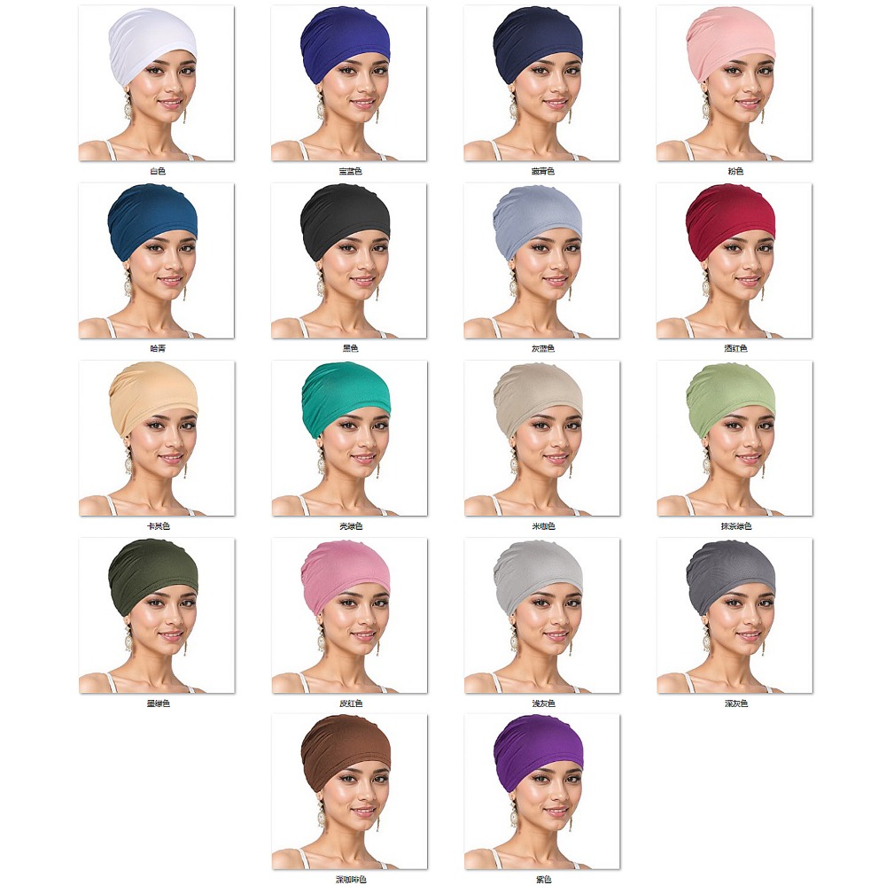 Voile musulman pour femme, couleur unie, turban extensible, bonnet chimio pour femme adulte, pour perte de cheveux, pré-noué, couvre-chef