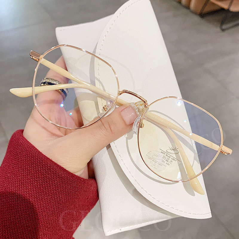 Lunettes de myopie finies de luxe pour dames, lunettes rondes bloquant la lumière bleue, lunettes de vision de près pour femmes, mode vintage, unisexe