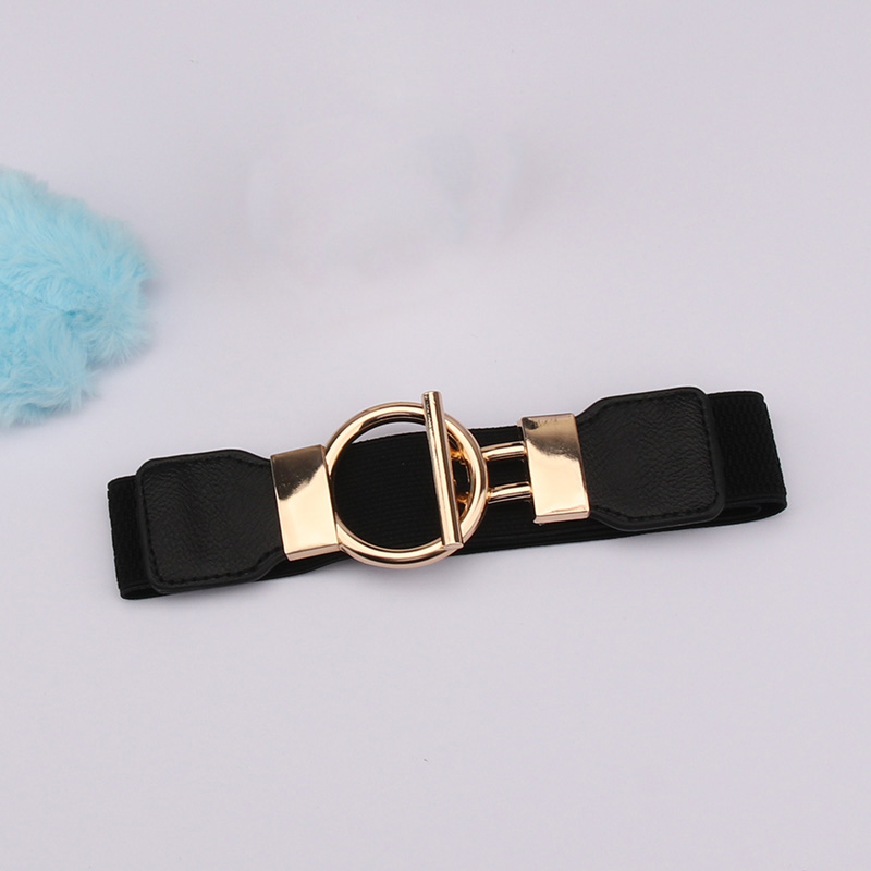 Ceinture à boucle ronde pour femmes, ceinture élastique Simple de 4cm de large, cintré à la taille de tempérament décoratif