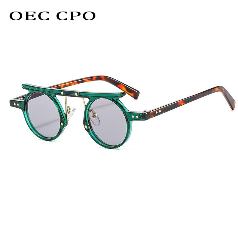 Petites lunettes de soleil rondes Punk pour femmes et hommes, verres océan gris clair, multicolores, luxe, Rivets, nouvelle collection