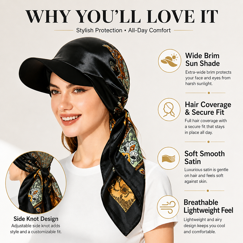 Foulard d'été pour femme en satin, visière imprimée, bandana triangulaire en polyester, couvre-cheveux, protection solaire, chapeau d'extérieur
