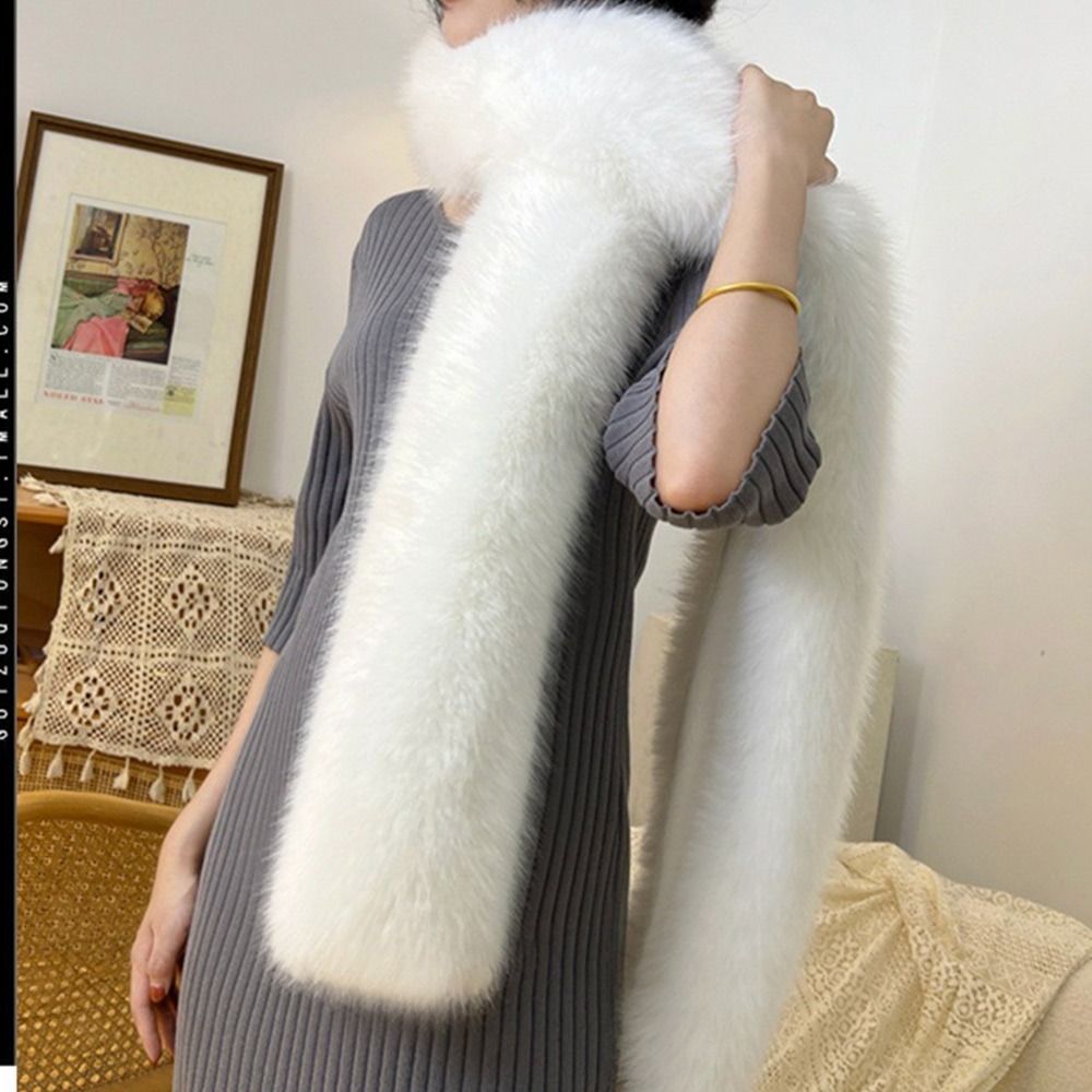 À la mode 180 cm fausse fourrure longue écharpe douce en peluche épaisse longue bande écharpe fourrure décor luxe enveloppes châle fête dames cou plus chaud