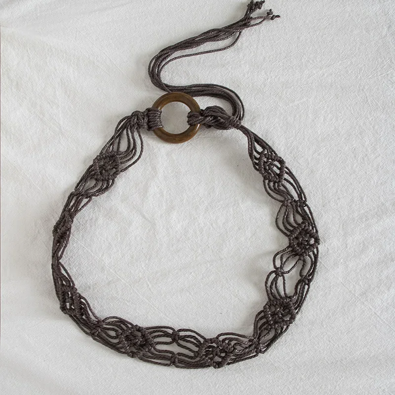 Ceinture nouée en fil ciré avec pompon tressé, style coréen, fine, pour femme, sangle décorative polyvalente pour assortir aux robes