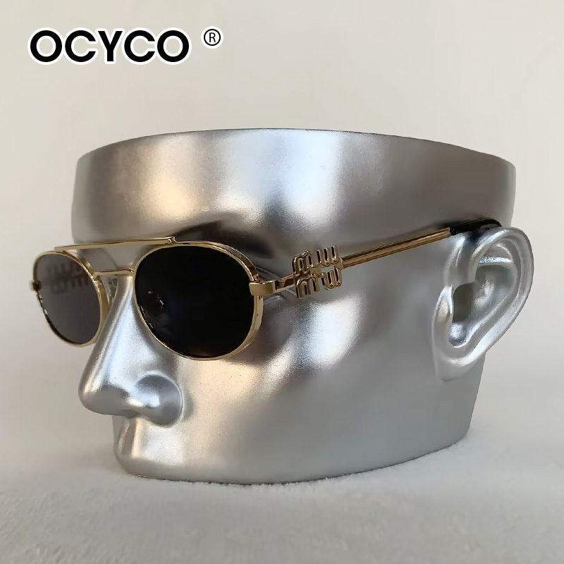 Lunettes de soleil à Double pont pour hommes et femmes, petite monture, marque de styliste, en métal, UV400, nuances de mode, rétro ovales