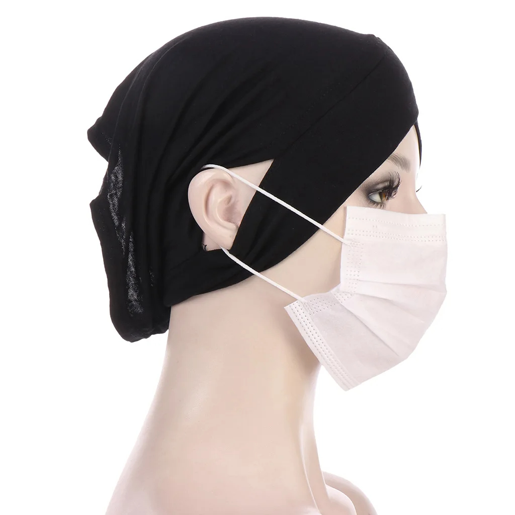 Mode femmes instantané Hijabs front croix avec oreille Piercing pull casquette ethnique foulard bas casquette musulman Turban Bandana