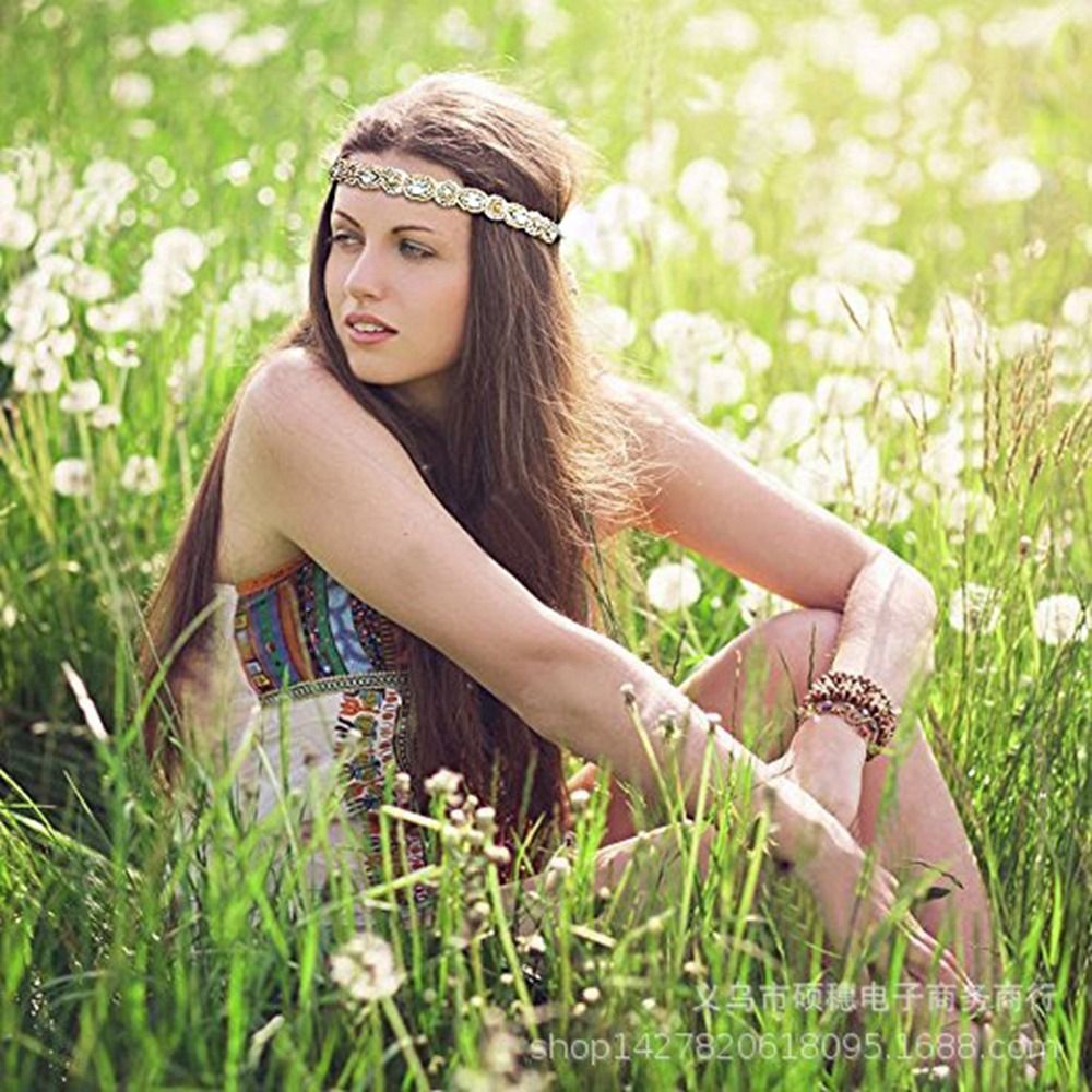 Serre-tête de style ethnique, accessoires bohèmes, bandeau perlé en strass, élastique pour cheveux, style coréen