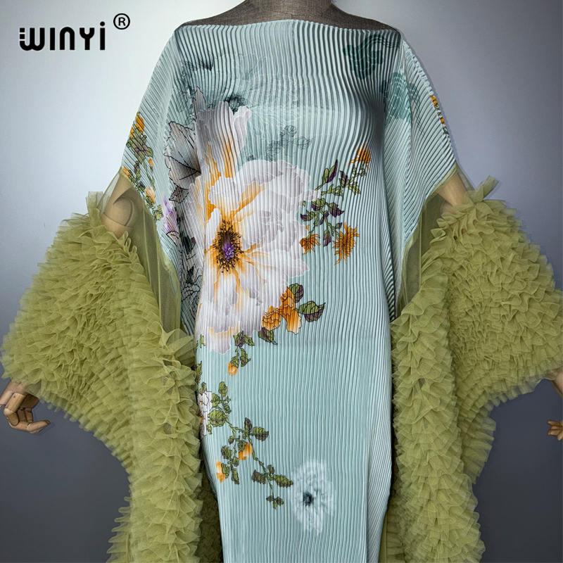 Robe plissée élastique slim WINYI Afrique, paréo de plage pour les vacances, kaftan abaya, robe de soirée de luxe de Dubaï pour femmes musulmanes