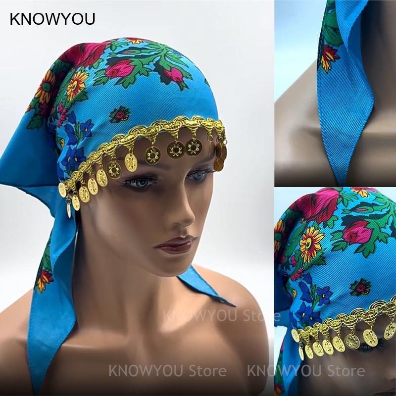 Foulard Hijab à imprimé floral pour femme, bandeau de sauna, écharpes à pampilles à paillettes, bandana féminin, mouchoir court, mouchoir de luxe, mode