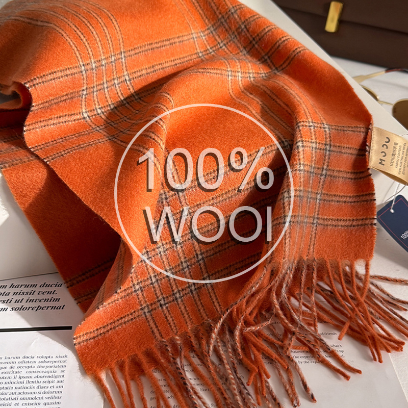 Luxe 100% laine écharpe femmes Plaid cachemire mouchoir chaud hiver femme châle paréo doux hommes Bufanda britannique coréen écharpe
