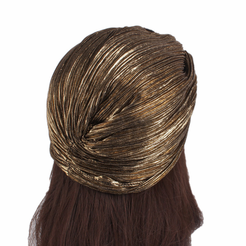 Bonnet turban à paillettes pour femmes, bonnet hijab musulman, casquettes indiennes plissées, chapeau pour dames, accessoires pour cheveux, or, argent, diamant, bijoux, mode