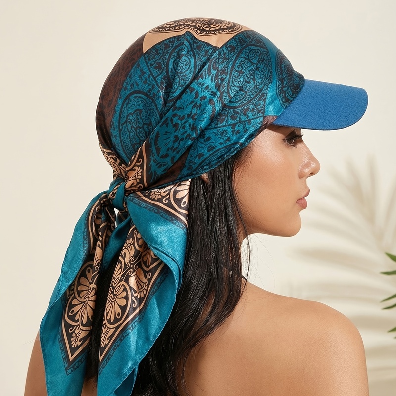 Chapeau de soleil carré pour femme avec écharpe intégrée, chapeau de plage d'été avec bord et attaches