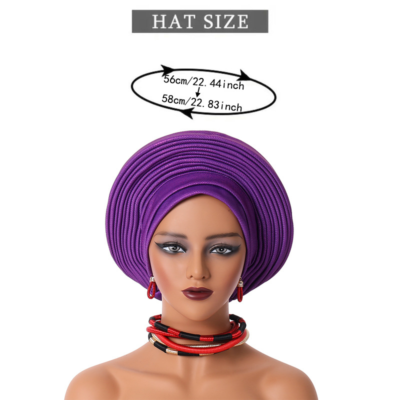 Cravate de Sauna Africaine NigWin Aso Oke pour Femme, Hijab, Tête Ronde Turban, Chemo Caps Gele Femme, Écharpe de Haute Qualité pour ixde Mariage