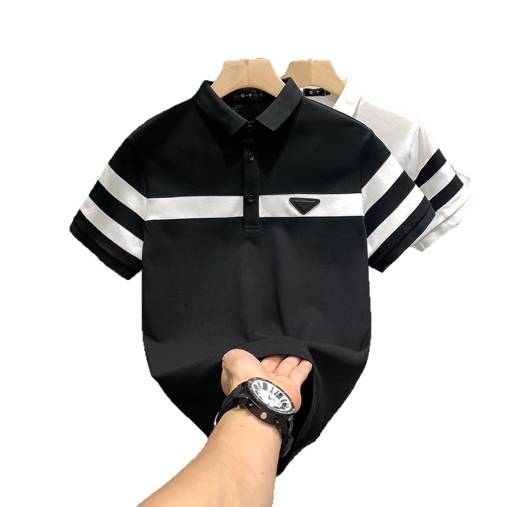 Polo brodé pour homme, coupe slim décontractée, manches courtes, nouveau style chinois, motif fleur de prunier, nouvelle collection été