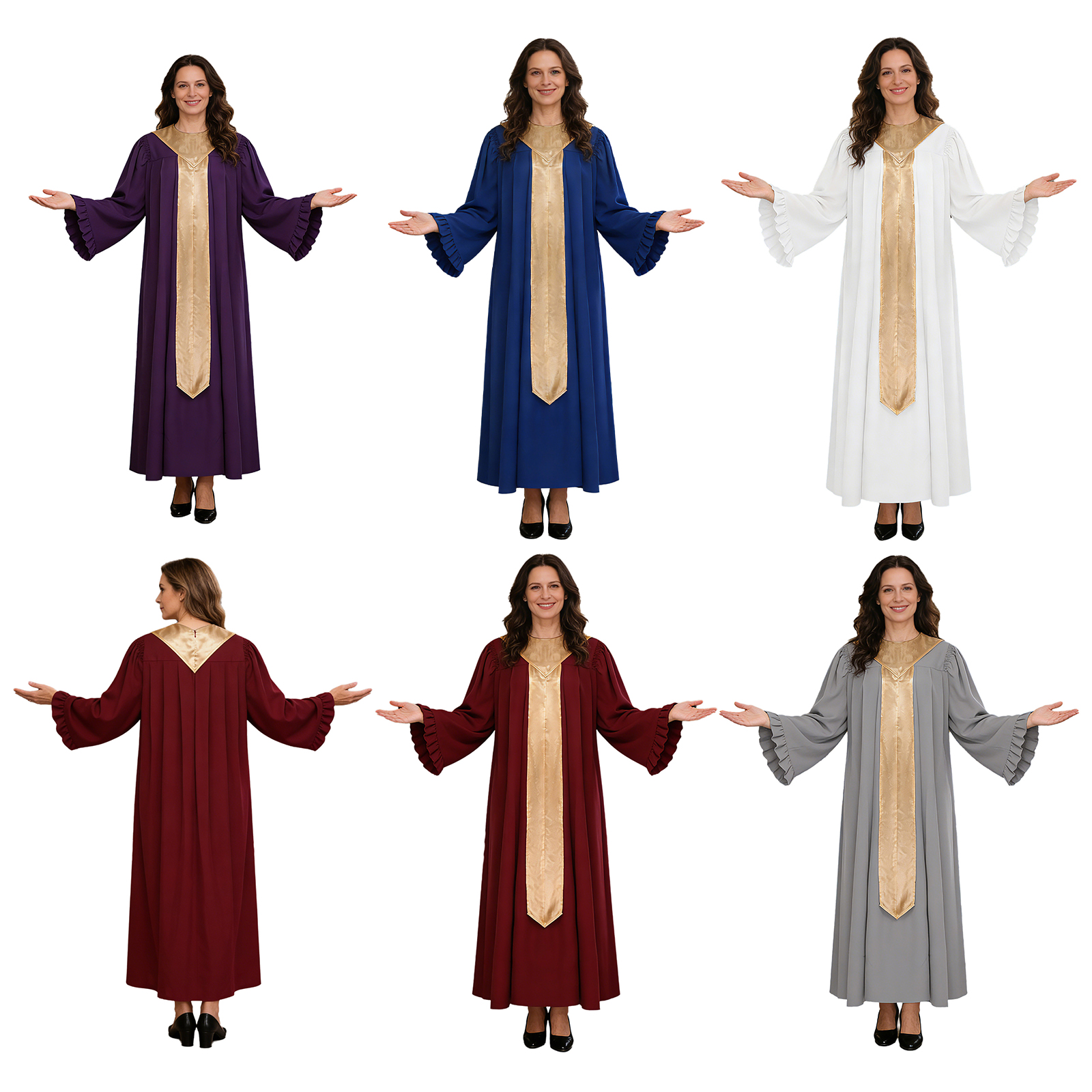 Robe de cosplay pour femme, pasteur chrétien, prêtre, robe de chorale d'église, robe de danse liturgique, robe de culte pour performance d'Halloween